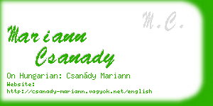 mariann csanady business card